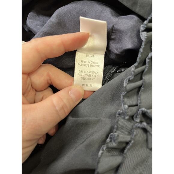 Vera Wang Cocktail Party Black Plunge V-Neck Empire Waist Ruffle Dress Sz 10 - Picture 14 of 16